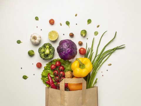 top-view-of-assortment-of-vegetables-in-paper-bag